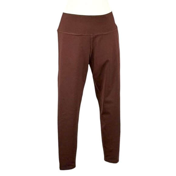 LIKE NEW Adidas Women’s Maroon Leggings L Polyester &Spandex Three-Stripe Design - Picture 1 of 8